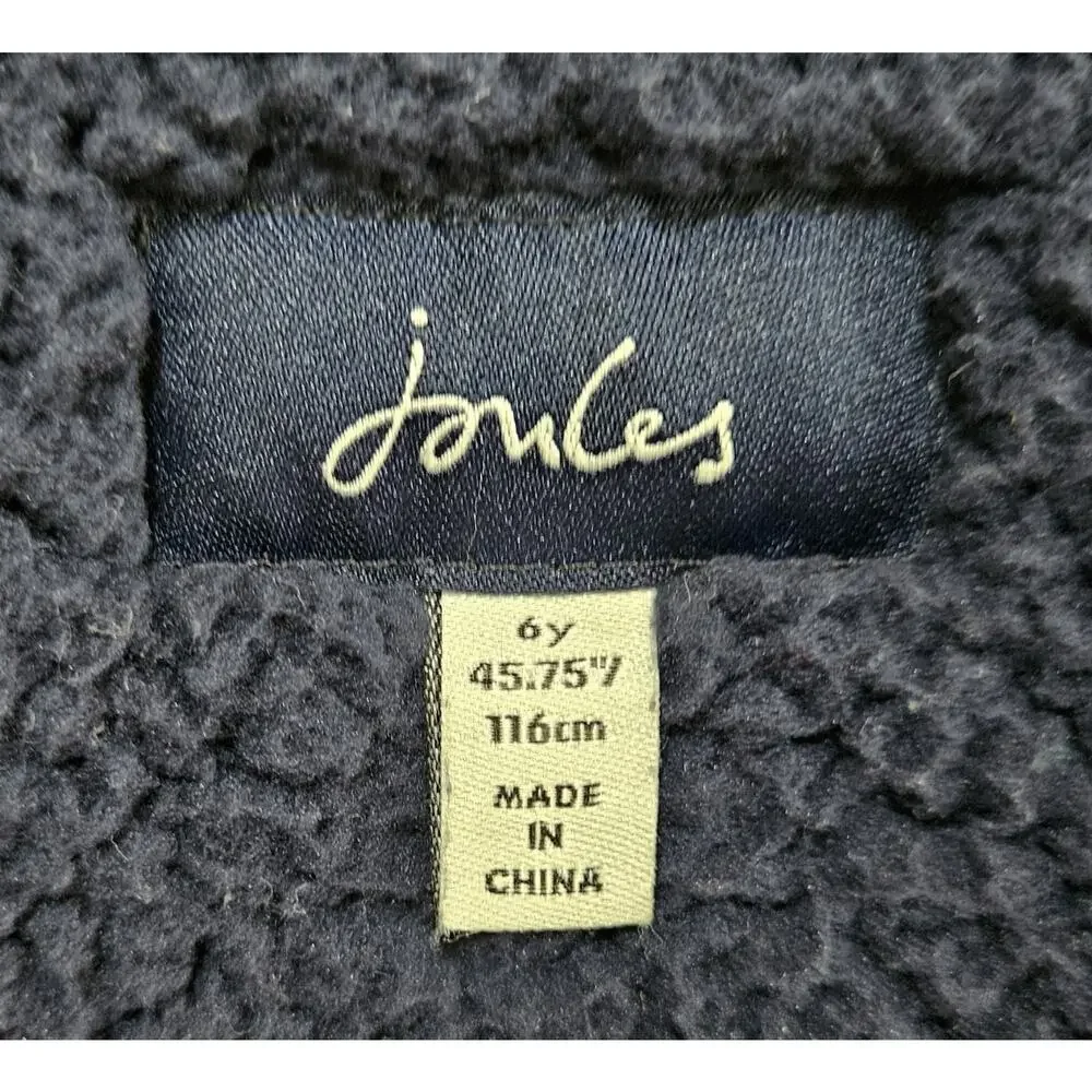 JOULES Boy's Size 6 Yr Morgan Dino Jacket Coat Hood Full Zip & Snap Fleece Lined